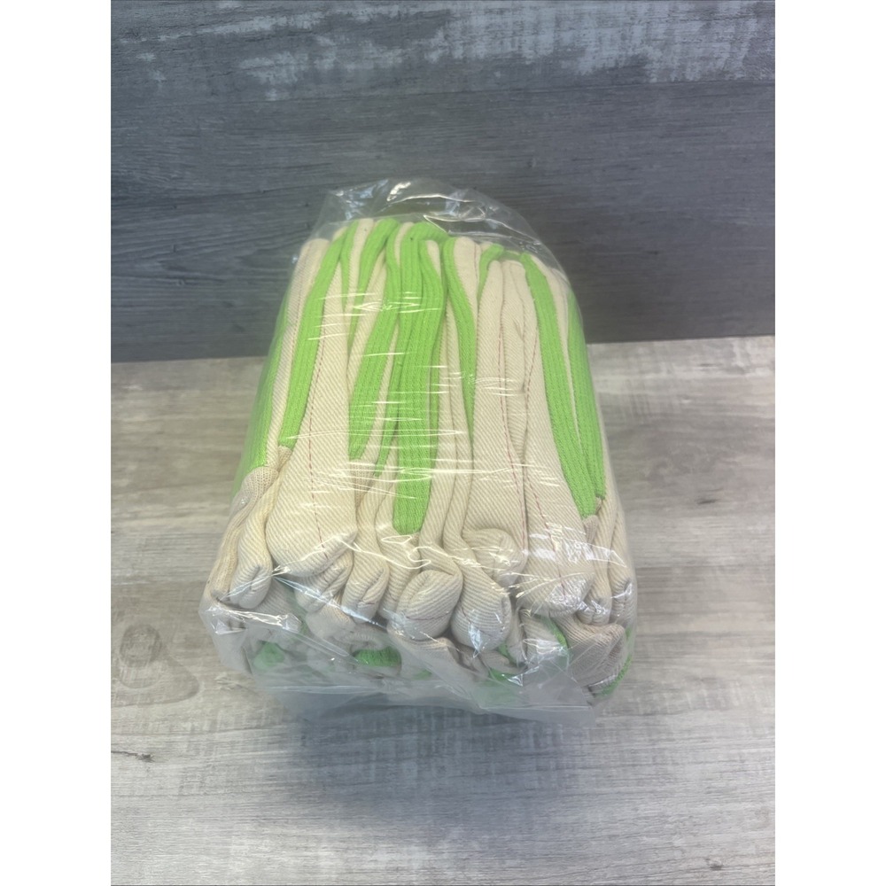 MCR Safety 12 Pack Double Palm Work Gloves Cotton Canvas Green Garden New In Pk - Picture 3 of 9